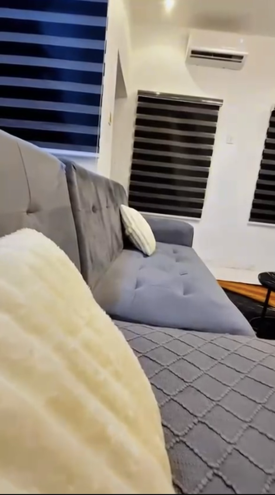 Upholstered sofa and cushions in the Laimon living area