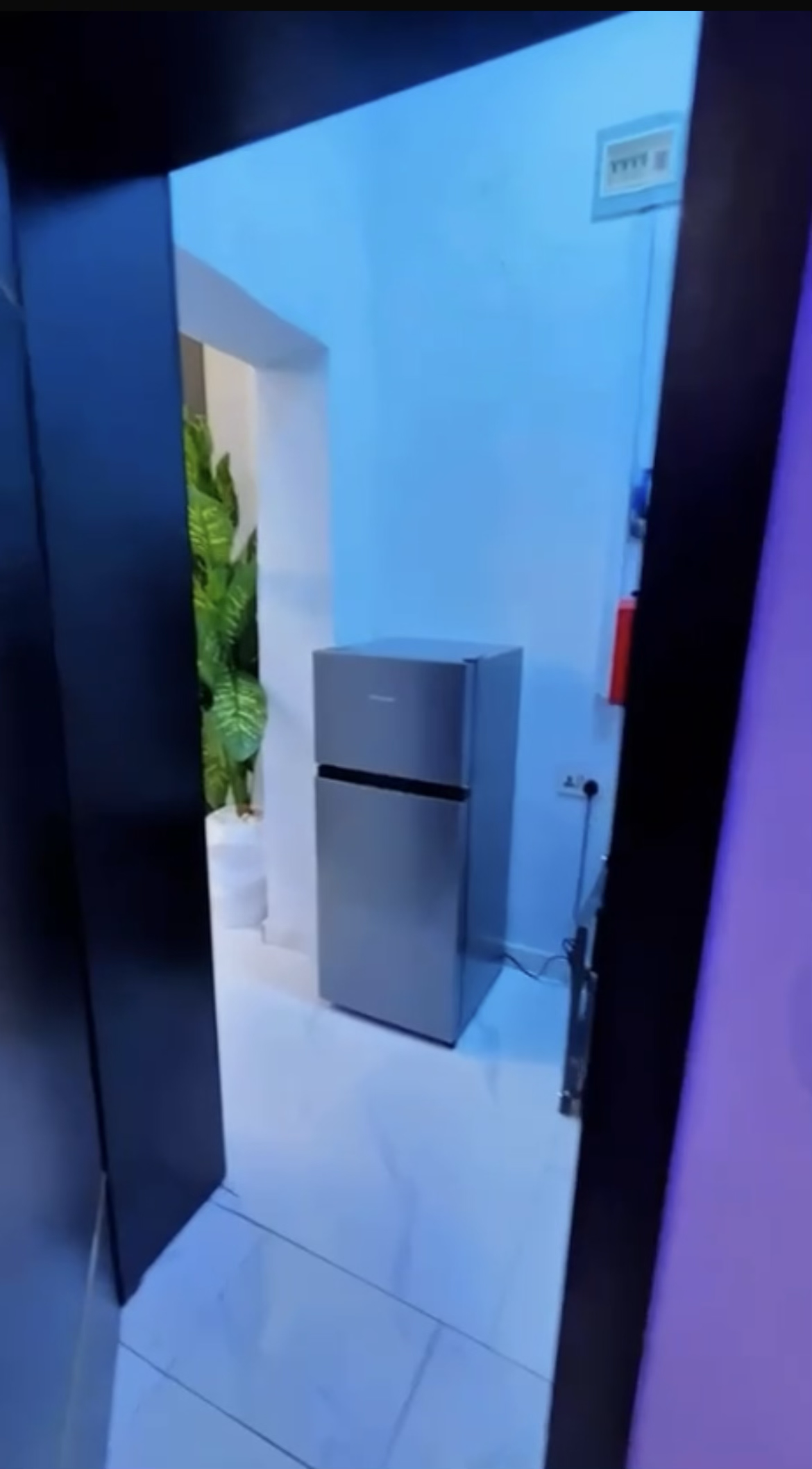 Refrigerator in the apartment kitchen area